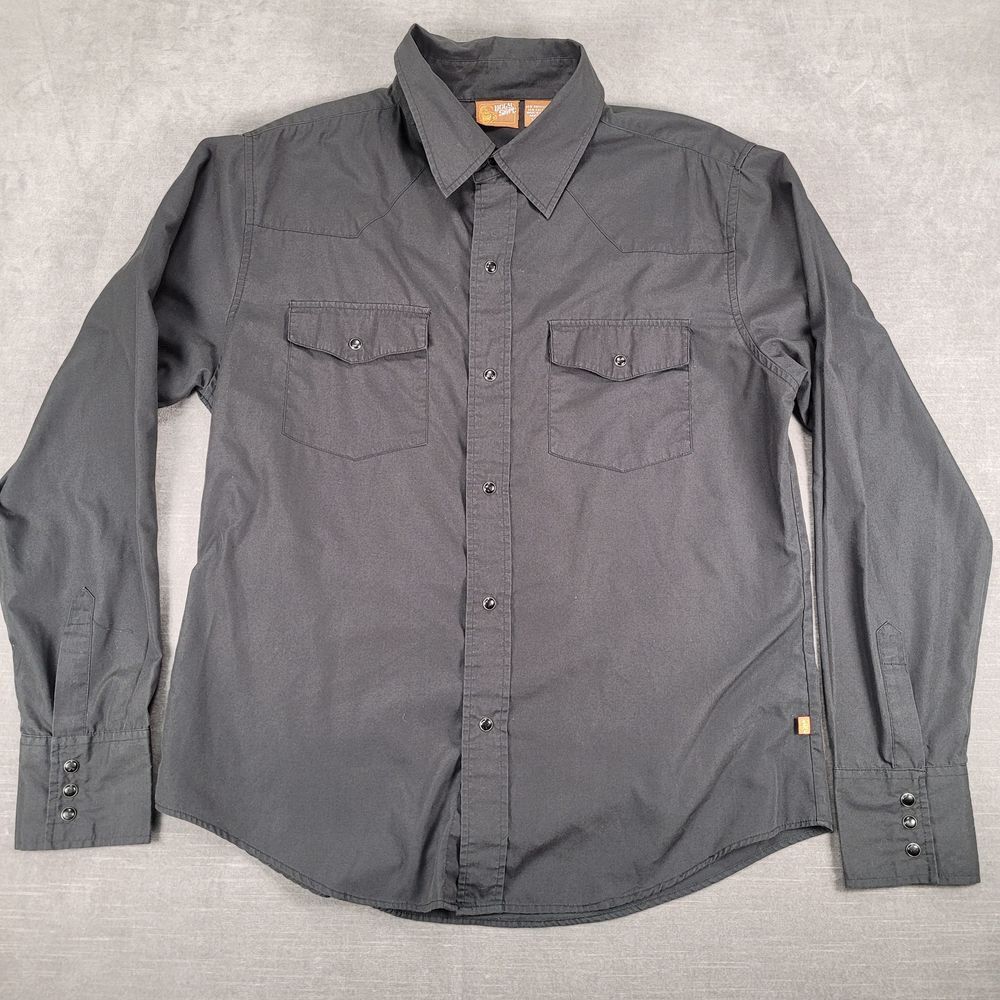Ugly Shirt Western Shirt Snap‎ Button Up Long Sleeve Cowboy Black Shirt Large